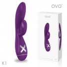 OVO K1矽膠5段變頻多功能靜音雙叉震動按摩棒-紫