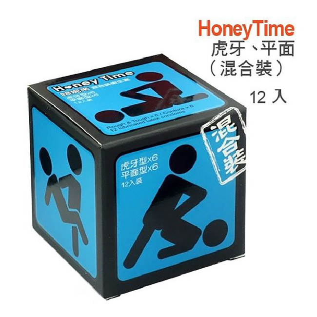 Honey Time (哈尼來) 衛生套 12入_藍色＿混合裝(虎牙/平面)
