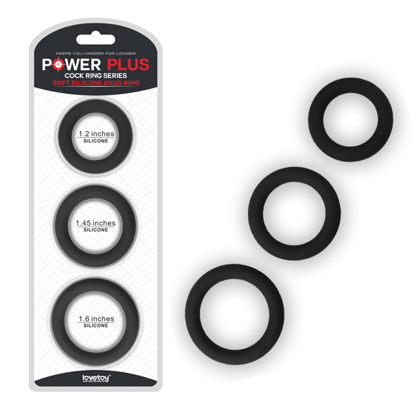 POWER PLUS矽膠套環3入(薄)-黑