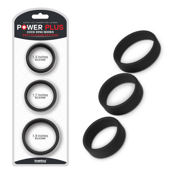 POWER PLUS矽膠套環3入(厚)-黑